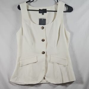 All The Ways Sleeveless Cream Button Front Vest